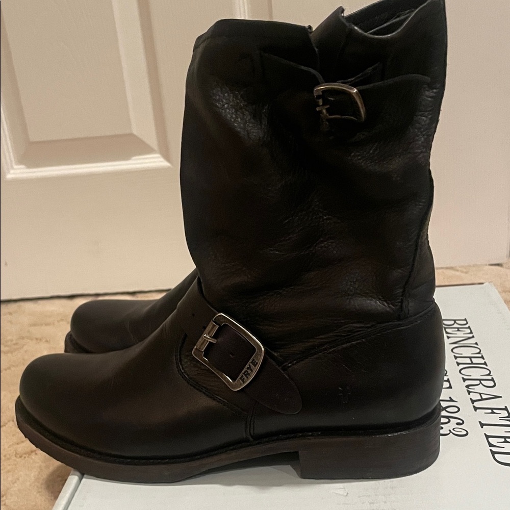 Frye Black Leather Buckle Boots - Picture 4 of 4
